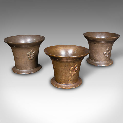 Trio Of Antique Mortars, English, Bronze, Apothecary Pot, William III, C.1700