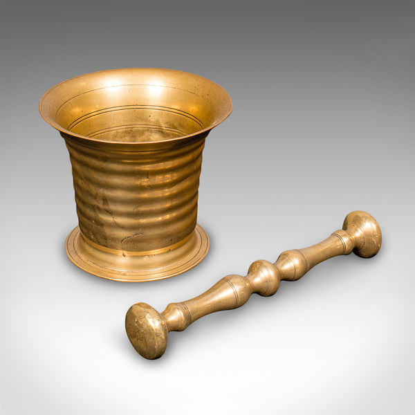 Antique Pestle & Mortar Set, English, Brass, Chemist Shop Instrument, Victorian