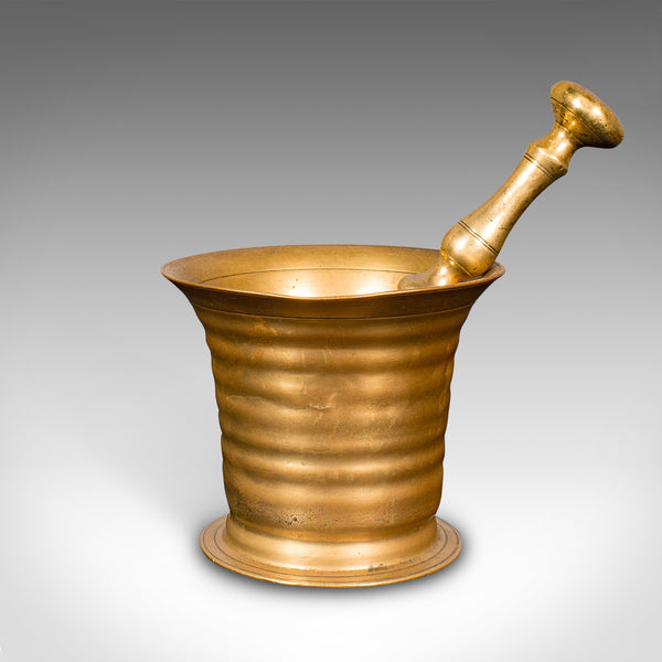 Antique Pestle & Mortar Set, English, Brass, Chemist Shop Instrument, Victorian