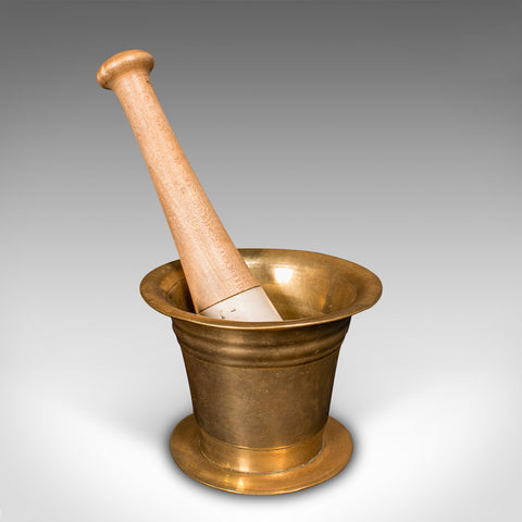 Antique Apothecary Mortar and Pestle, English, Bronze, Beech, Chemist, Victorian
