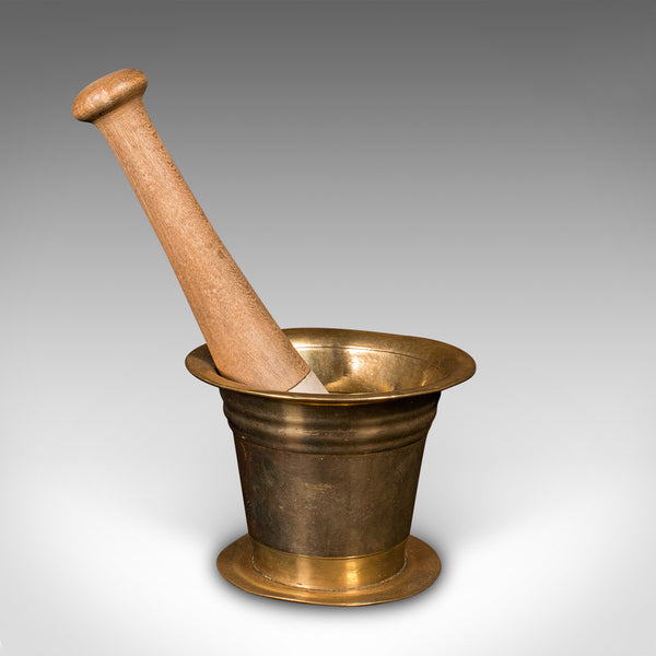 Antique Apothecary Mortar and Pestle, English, Bronze, Beech, Chemist, Victorian