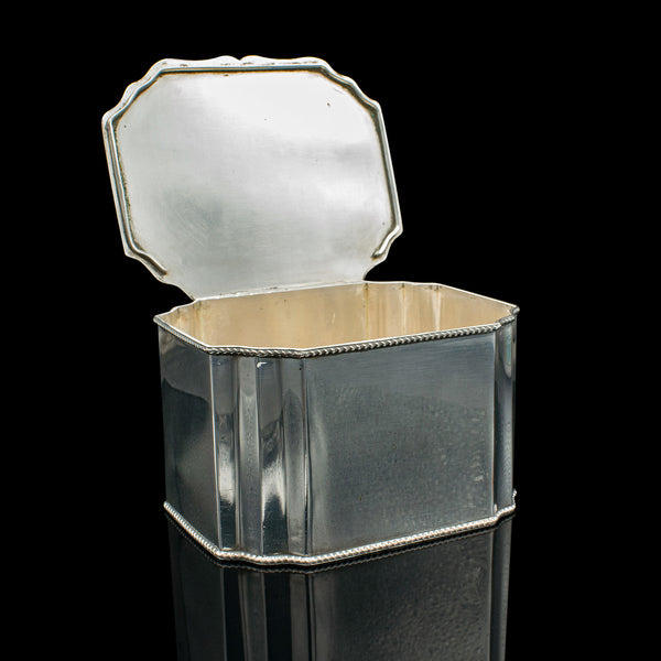 Antique Tiffin Box, English, Silver Plated, Tea Caddy, Edwardian, Circa 1910