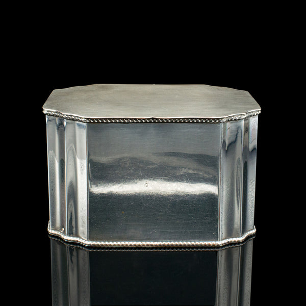 Antique Tiffin Box, English, Silver Plated, Tea Caddy, Edwardian, Circa 1910