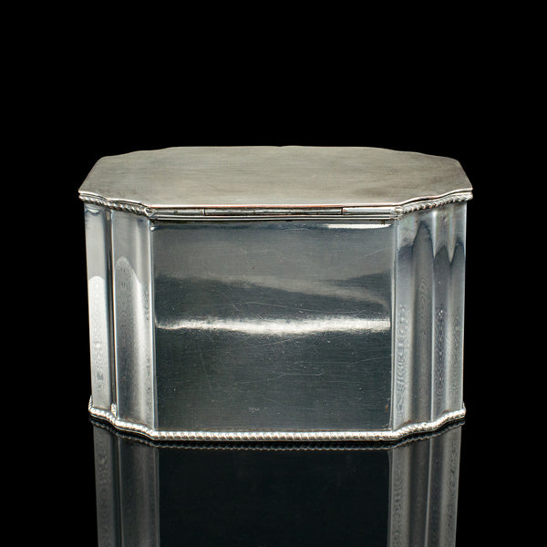 Antique Tiffin Box, English, Silver Plated, Tea Caddy, Edwardian, Circa 1910