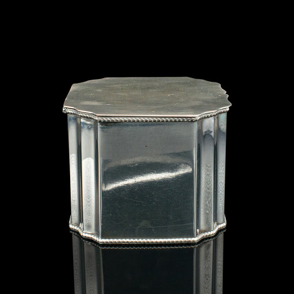 Antique Tiffin Box, English, Silver Plated, Tea Caddy, Edwardian, Circa 1910