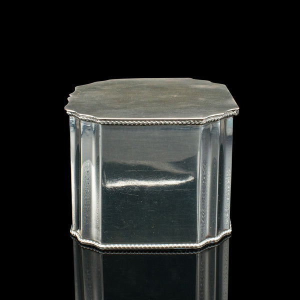 Antique Tiffin Box, English, Silver Plated, Tea Caddy, Edwardian, Circa 1910