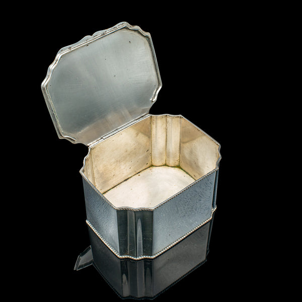 Antique Tiffin Box, English, Silver Plated, Tea Caddy, Edwardian, Circa 1910