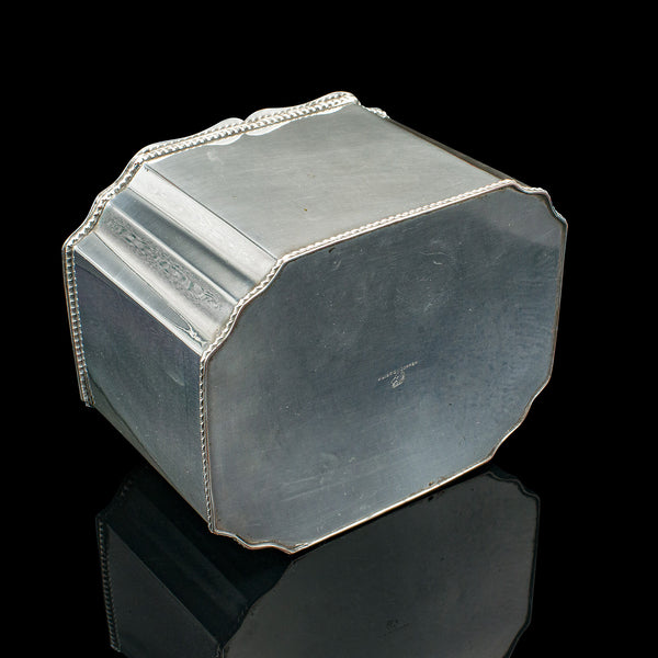 Antique Tiffin Box, English, Silver Plated, Tea Caddy, Edwardian, Circa 1910