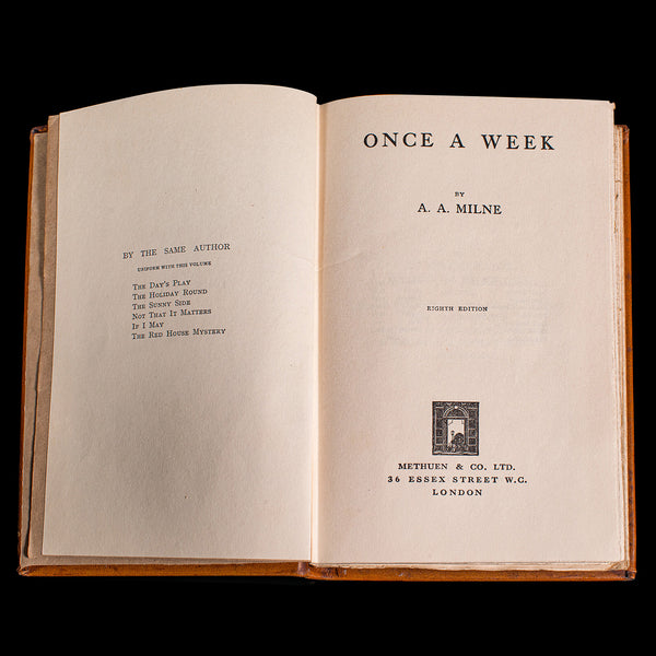 Vintage Book, Once A Week, AA Milne, English, Morocco Bound, Short Stories, 1926