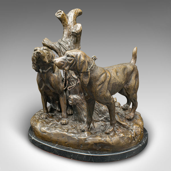 Vintage Bloodhound Ornament, American, Bronze, Marble, Dog Sculpture, Circa 1950