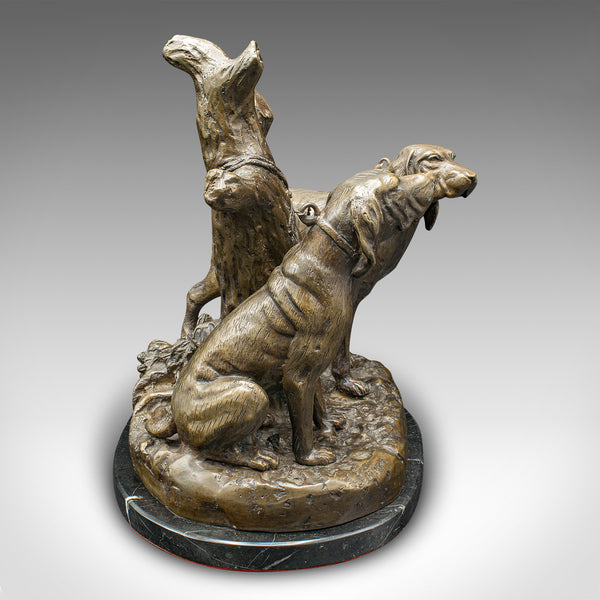 Vintage Bloodhound Ornament, American, Bronze, Marble, Dog Sculpture, Circa 1950