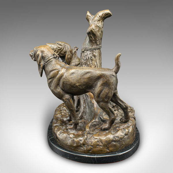 Vintage Bloodhound Ornament, American, Bronze, Marble, Dog Sculpture, Circa 1950