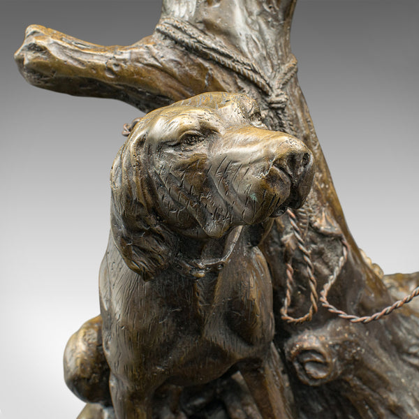 Vintage Bloodhound Ornament, American, Bronze, Marble, Dog Sculpture, Circa 1950