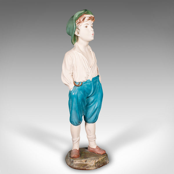 Vintage Whistling Boy Figure, English, Plaster, Decor, Display Statue, Art Deco