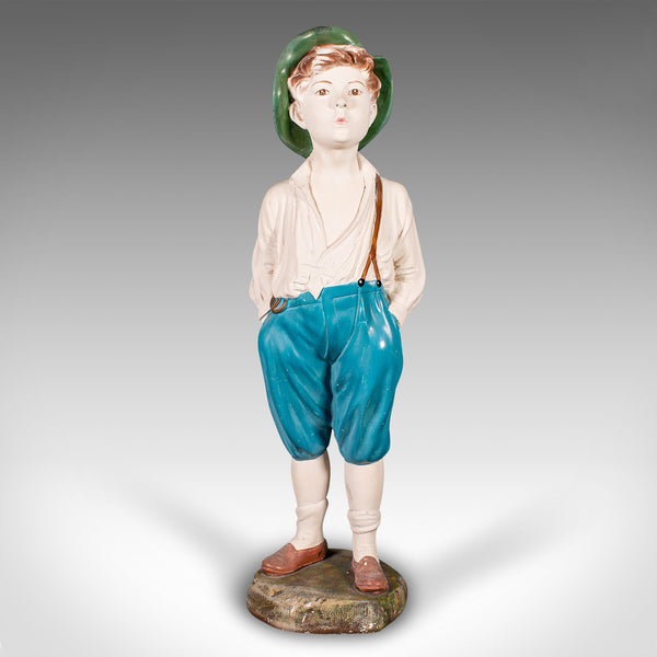 Vintage Whistling Boy Figure, English, Plaster, Decor, Display Statue, Art Deco