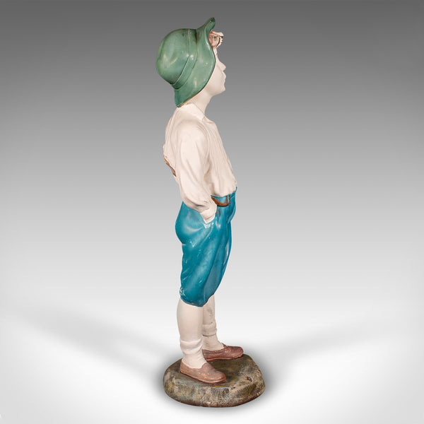 Vintage Whistling Boy Figure, English, Plaster, Decor, Display Statue, Art Deco