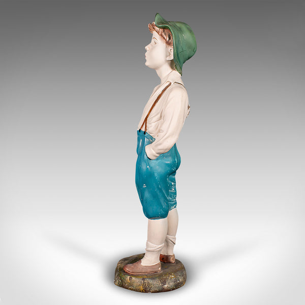 Vintage Whistling Boy Figure, English, Plaster, Decor, Display Statue, Art Deco