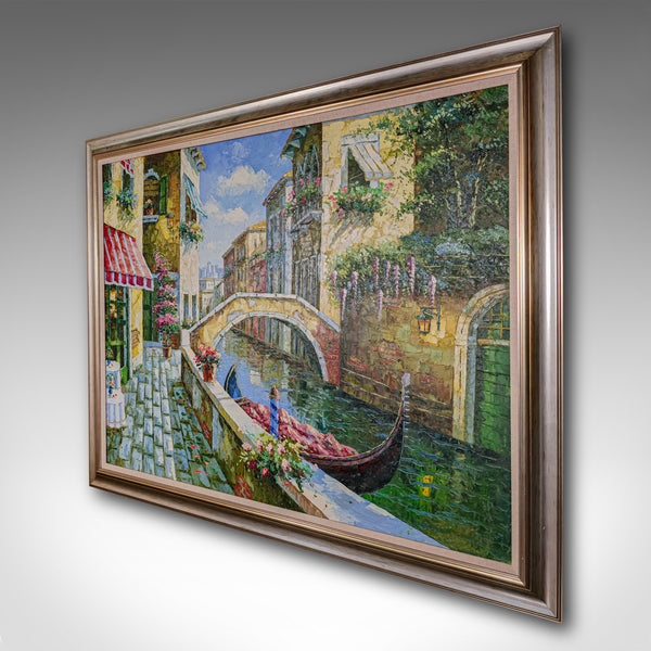 Large Vintage Oil On Canvas, Venice, Passage to San Marco, Painting, Framed Art