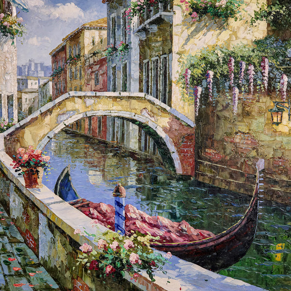 Large Vintage Oil On Canvas, Venice, Passage to San Marco, Painting, Framed Art