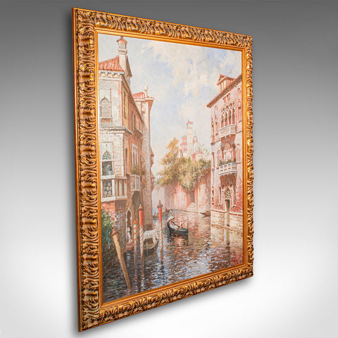 Large Vintage Venetian Painting, Continental School, Oil on Canvas, Venice, 1980