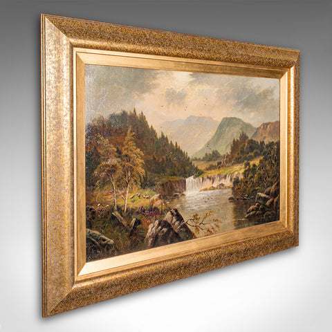 Antique Landscape Painting, Original, British School, Oil On Canvas, Victorian