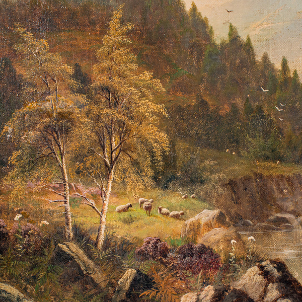 Antique Landscape Painting, Original, British School, Oil On Canvas, Victorian