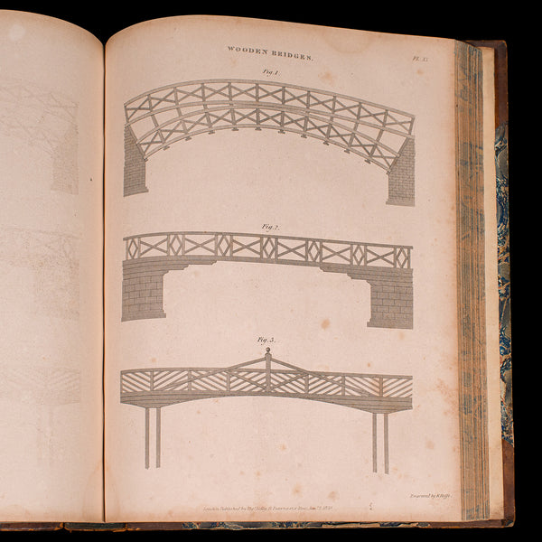 Antique Carpentry Book, Architecture Reference, Peter Nicholson, Victorian, 1846