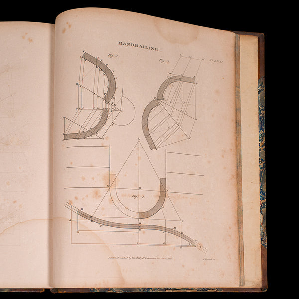 Antique Carpentry Book, Architecture Reference, Peter Nicholson, Victorian, 1846