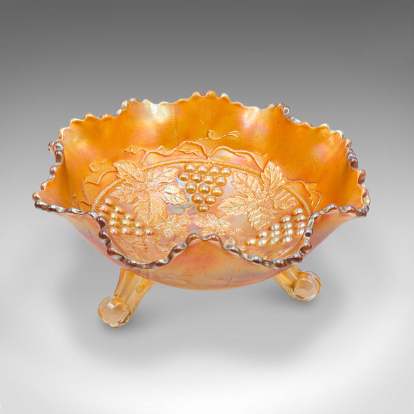 Vintage Carnival Bowl, English Lustre Glass, Decorative Confectionery Dish, 1930
