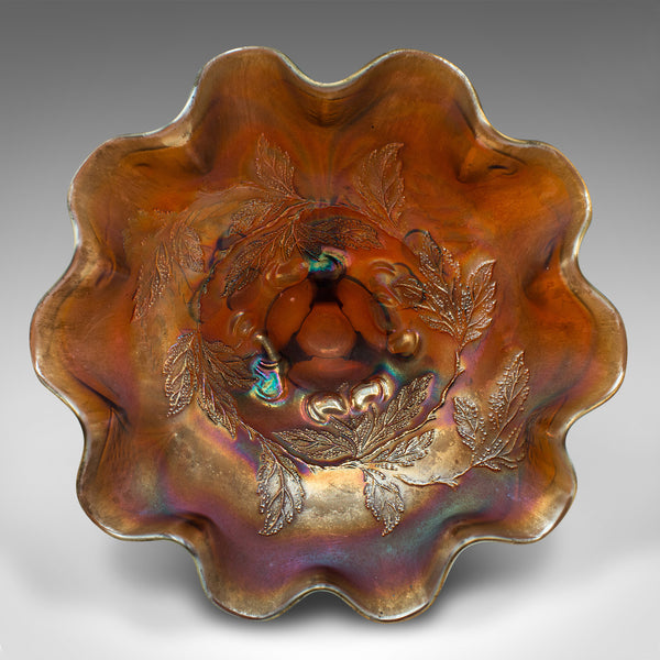 Vintage Flared Carnival Dish, English, Lustre Glass, Bonbon Bowl, Art Deco, 1930