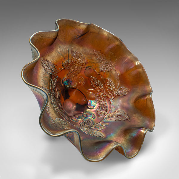 Vintage Flared Carnival Dish, English, Lustre Glass, Bonbon Bowl, Art Deco, 1930