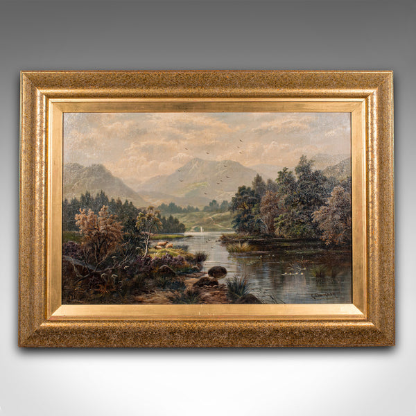 Antique Landscape Painting, British School, Original, Oil on Canvas, Victorian
