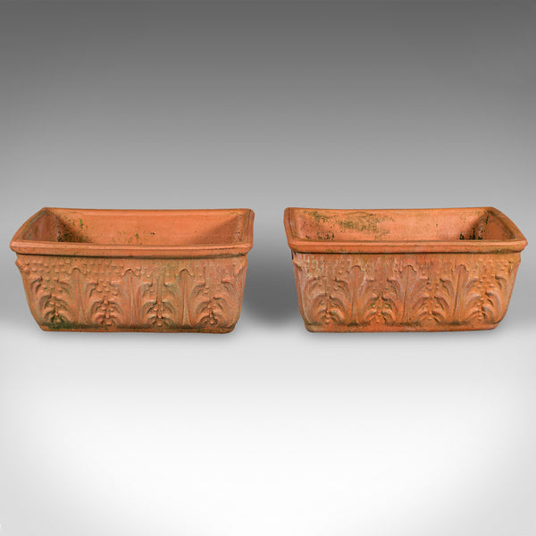 Pair of Vintage Windowsill Planters, Italian, Terracotta, Window Box Jardiniere