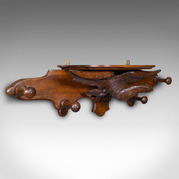 Antique Carved Eagle Coat Rack, Scottish, Oak, Hall Peg Mount, Victorian, C.1900