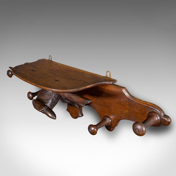 Antique Carved Eagle Coat Rack, Scottish, Oak, Hall Peg Mount, Victorian, C.1900