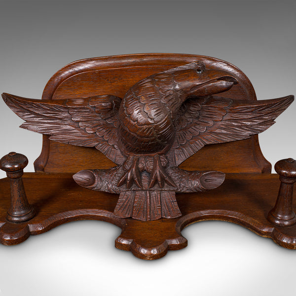 Antique Carved Eagle Coat Rack, Scottish, Oak, Hall Peg Mount, Victorian, C.1900