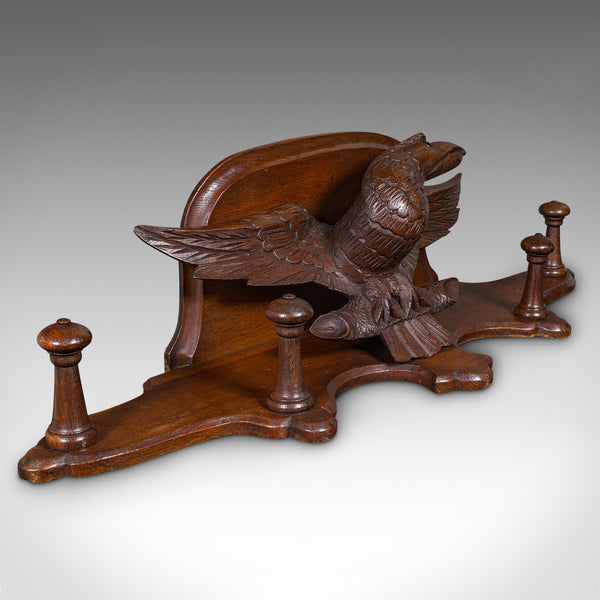 Antique Carved Eagle Coat Rack, Scottish, Oak, Hall Peg Mount, Victorian, C.1900