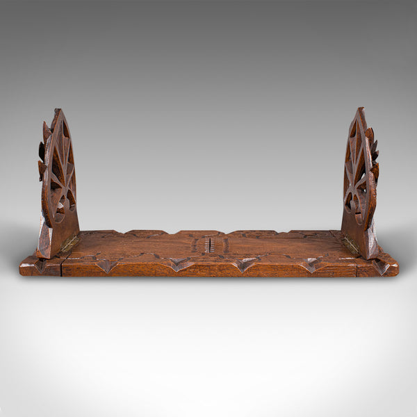 Vintage Extending Book Slide, Anglo Indian, Teak, Decorative Novel Stand, C.1930