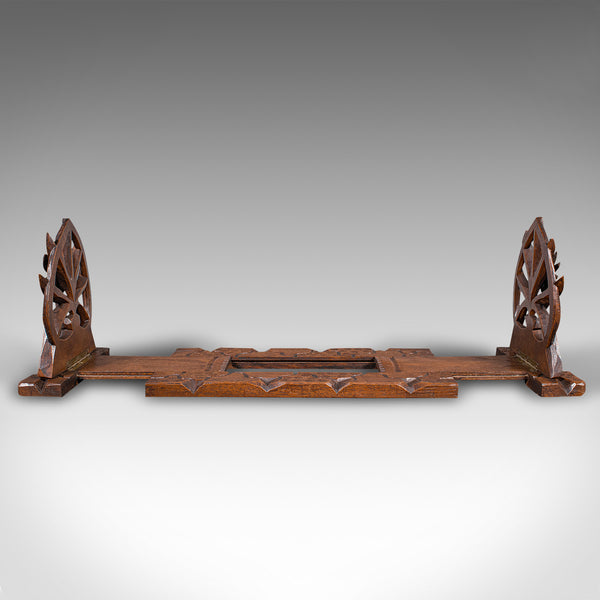 Vintage Extending Book Slide, Anglo Indian, Teak, Decorative Novel Stand, C.1930