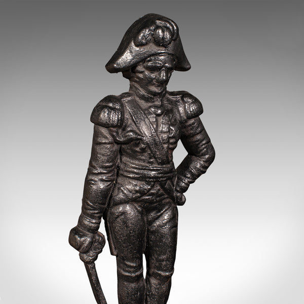 Antique Figural Doorstop, English, Cast Iron, Lord Nelson Door Keeper, Regency