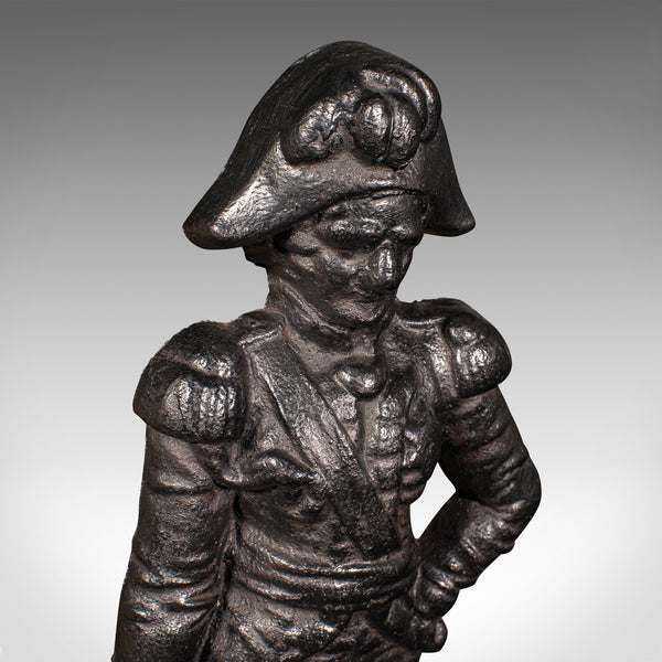 Antique Figural Doorstop, English, Cast Iron, Lord Nelson Door Keeper, Regency