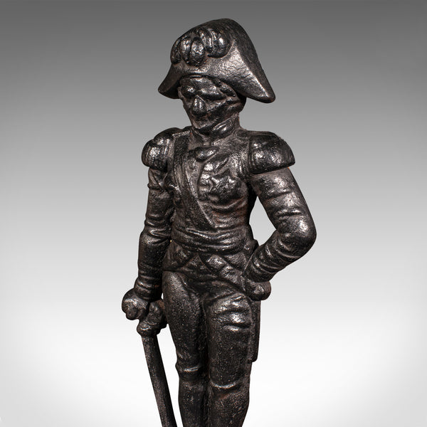 Antique Figural Doorstop, English, Cast Iron, Lord Nelson Door Keeper, Regency