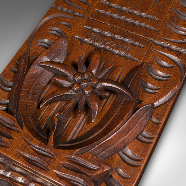 Antique Carved Bookslide, Continental, Fruitwood, Extending Book Rest, Edwardian