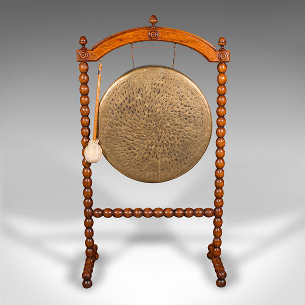 Antique Country House Dinner Gong, English, Bobbin Turned Oak, Victorian, C.1890