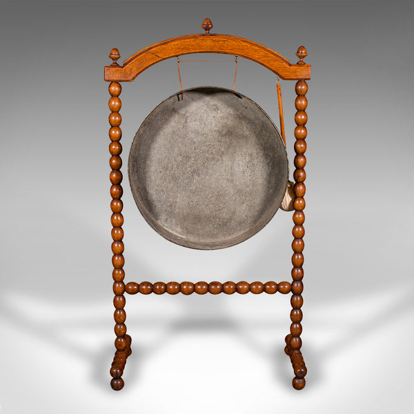 Antique Country House Dinner Gong, English, Bobbin Turned Oak, Victorian, C.1890