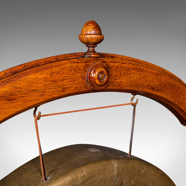 Antique Country House Dinner Gong, English, Bobbin Turned Oak, Victorian, C.1890
