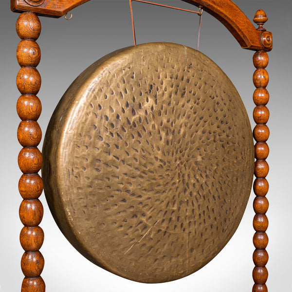 Antique Country House Dinner Gong, English, Bobbin Turned Oak, Victorian, C.1890