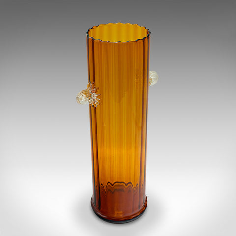 Tall Vintage Ribbed Vase, French, Art Glass, Flower Sleeve, Art Deco, Circa 1930