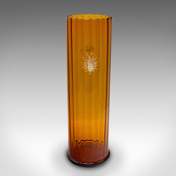 Tall Vintage Ribbed Vase, French, Art Glass, Flower Sleeve, Art Deco, Circa 1930
