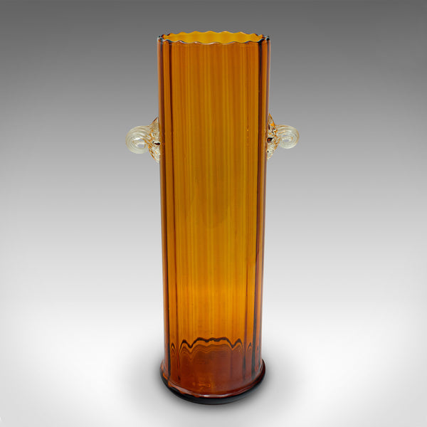 Tall Vintage Ribbed Vase, French, Art Glass, Flower Sleeve, Art Deco, Circa 1930